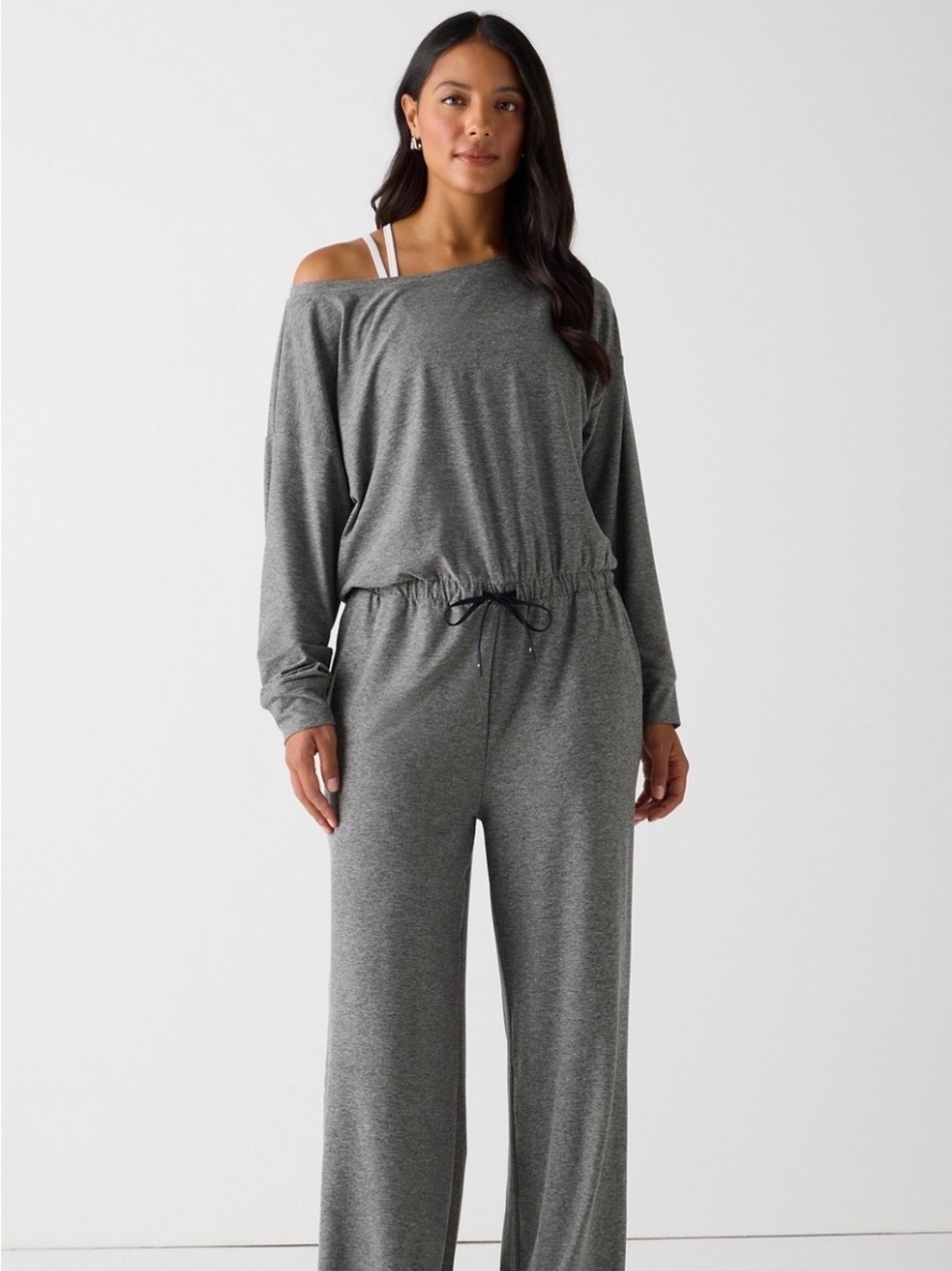 Fabletics Gray Long Sleeve Jumpsuit Size Large